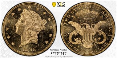 1895 $20 MS62+ PL