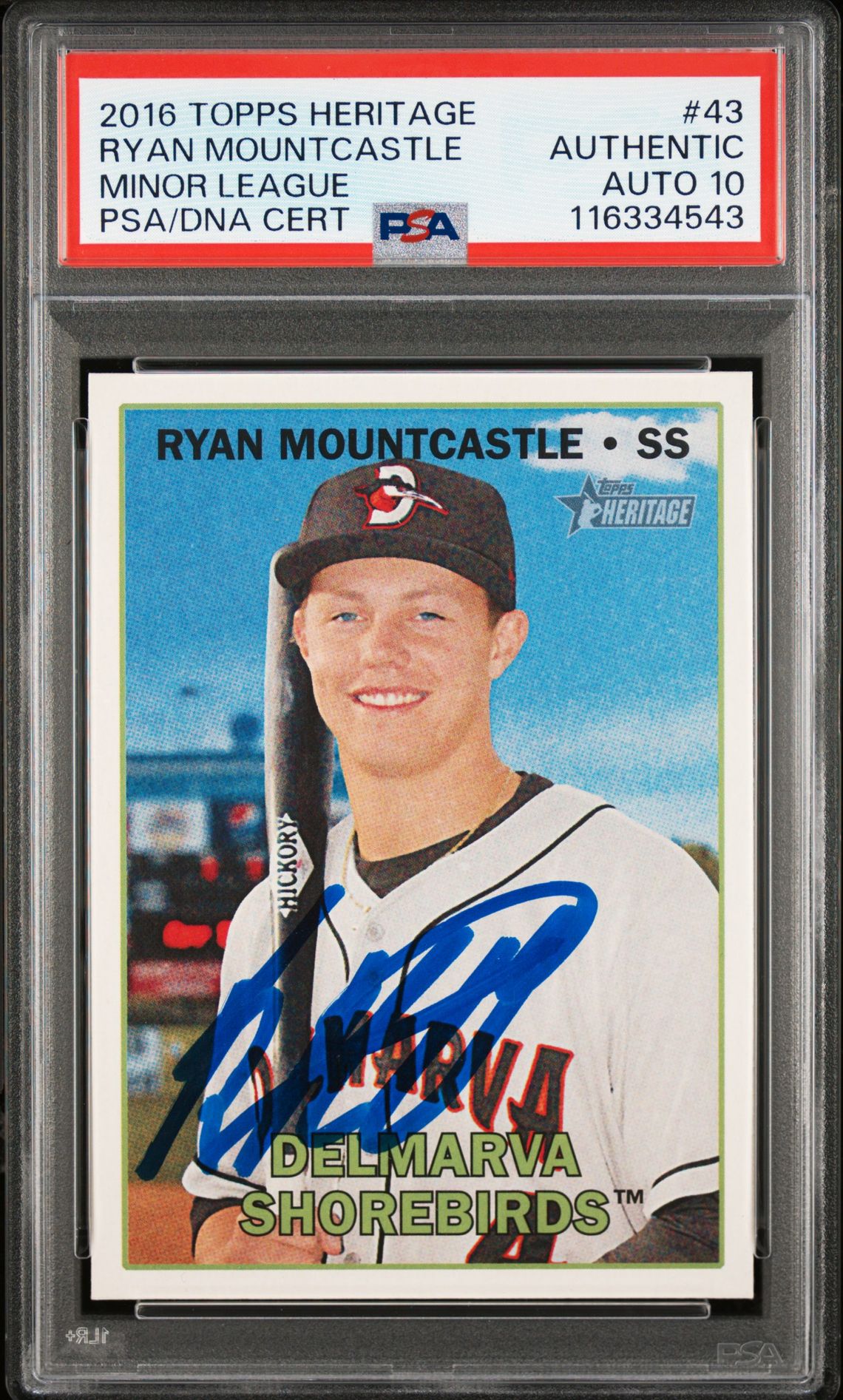 2016 Topps TOPPS HERITAGE MINOR LEAGUE MINOR LEAGUECertificationPrimary Signer (1 Signer)RYAN MOUNTCASTLE #43 Ryan Mountcastle front