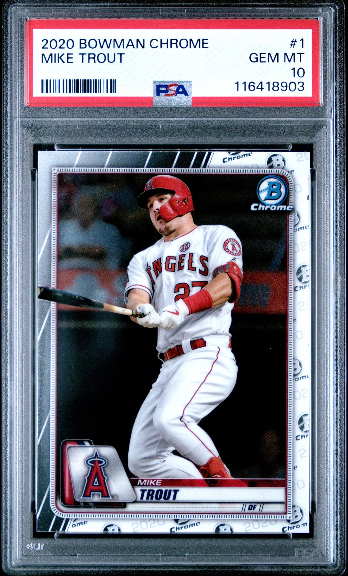 2020 Bowman Chrome Mike Trout #1 Gem Mt 10 front