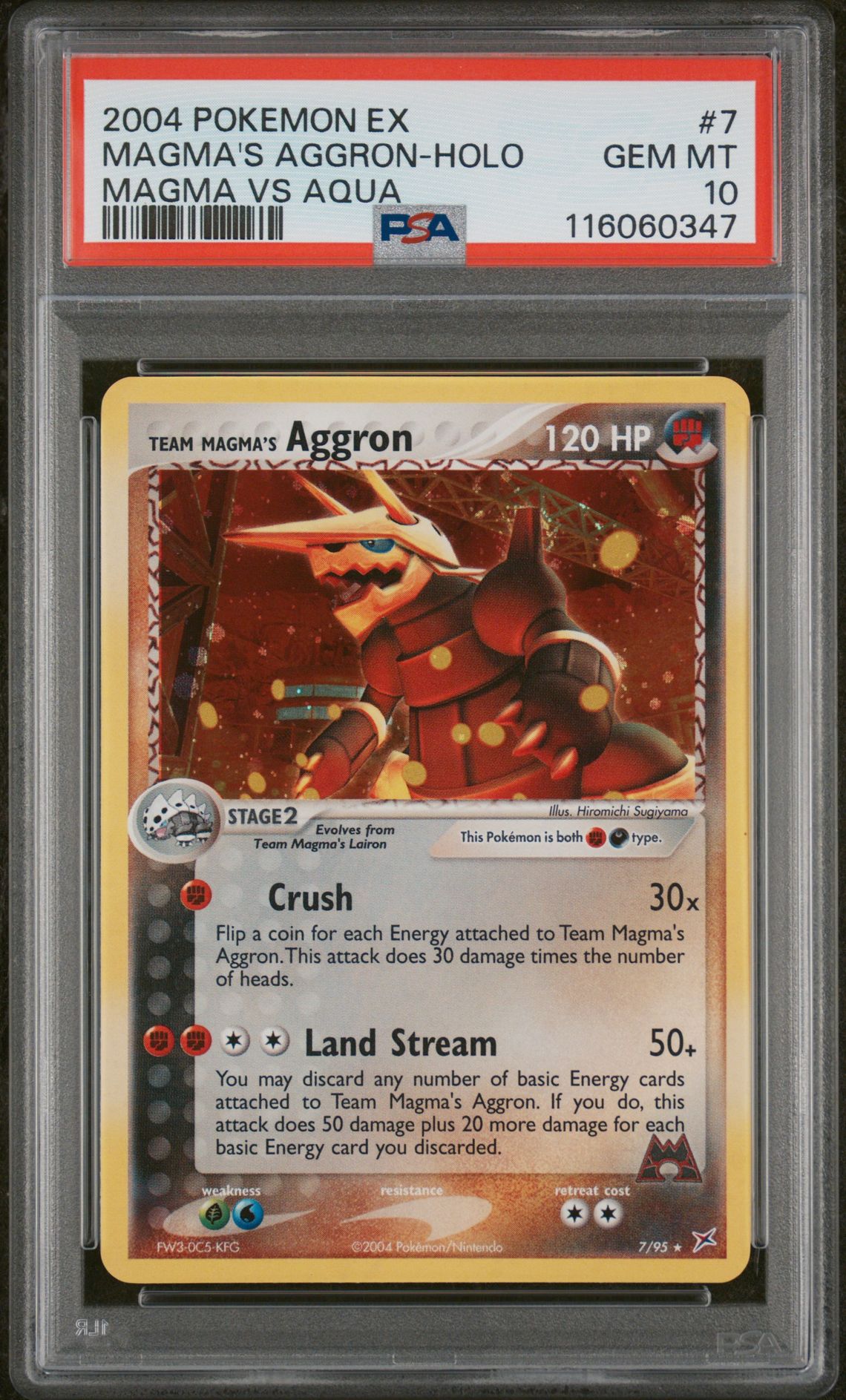 2004 Pokemon POKEMON EX TEAM MAGMA VS TEAM AQUA #7 Magma's Aggron-Holo front