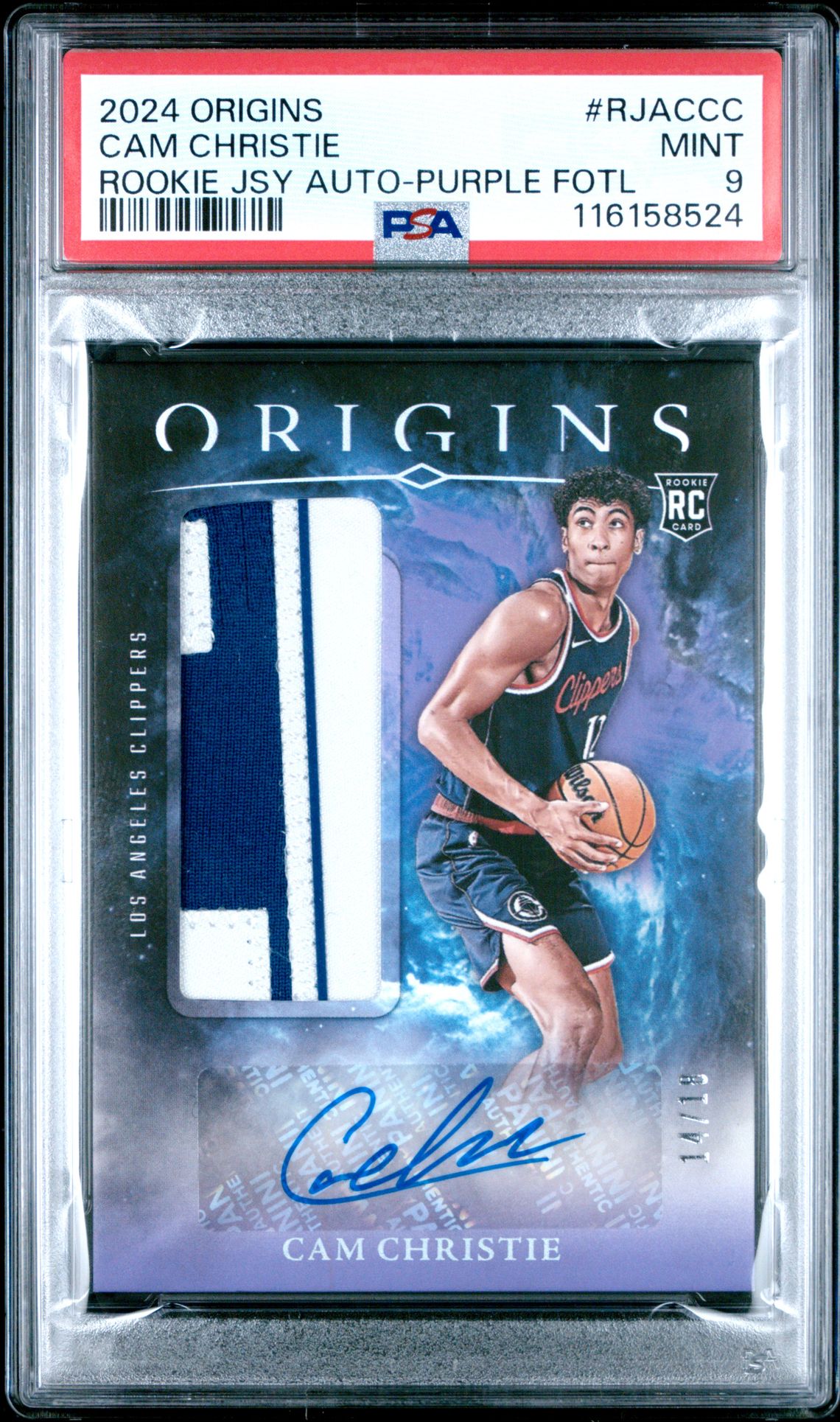 2024 Panini Origins Rookie Jersey Autographs Cam Christie #Rjaccc (Rookie Jsy Auto-Purple Fotl) Mint 9 front