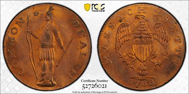 (c.1945) Cent Massachusetts, Breen-972 Evans Copper Restrike MS65RD