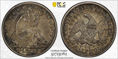 1853 50C Arrows & Rays XF45