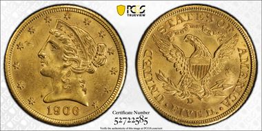 1906-D $5 MS64