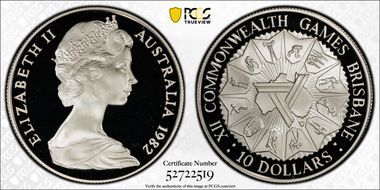 1982 $10 XII Commonwealth Games PR70DCAM