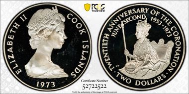 1973 $2 Coronation PR68DCAM