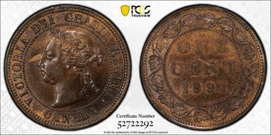 1891 1C Small Date, Small Leaves MS61BN