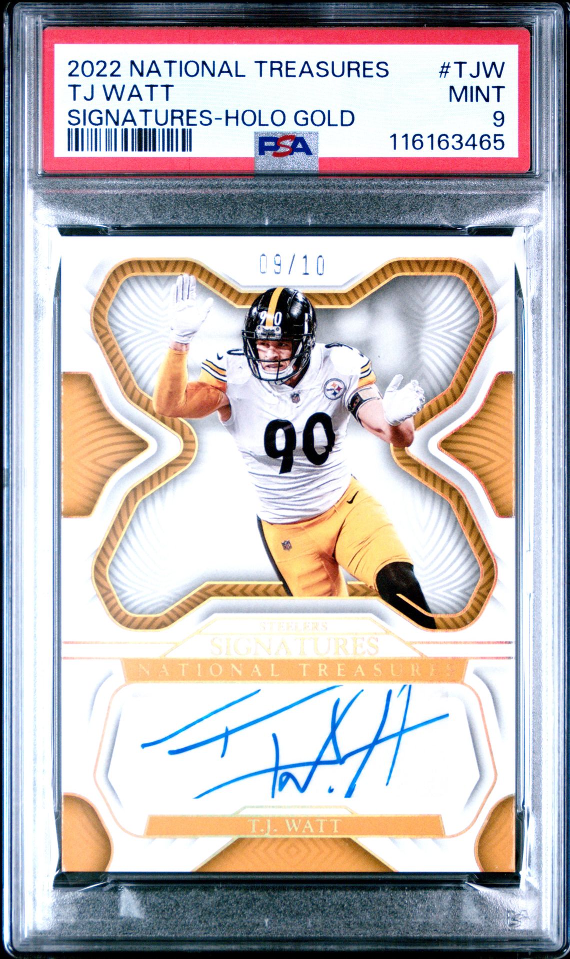 2022 Panini National Treasures Signatures Tj Watt #Tjw (Signatures-Holo Gold) Mint 9 front