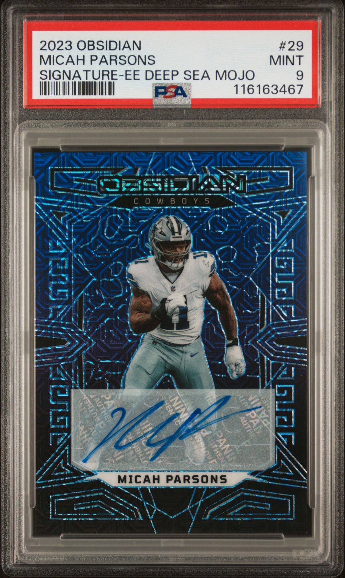 2023 Panini Obsidian Micah Parsons #29 (Signature-Ee Deep Sea Mojo) Mint 9 front