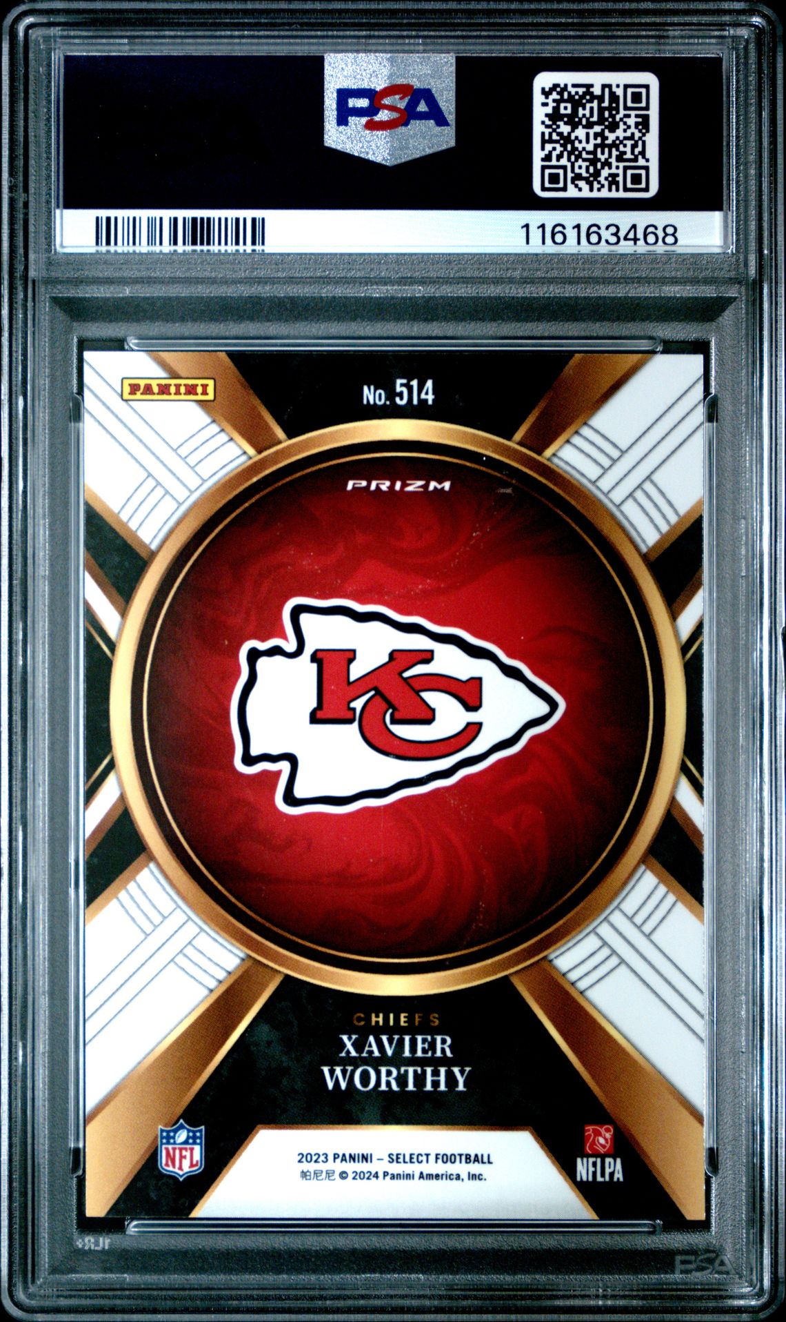 2023 Panini Select Xavier Worthy #514 Mint 9 back