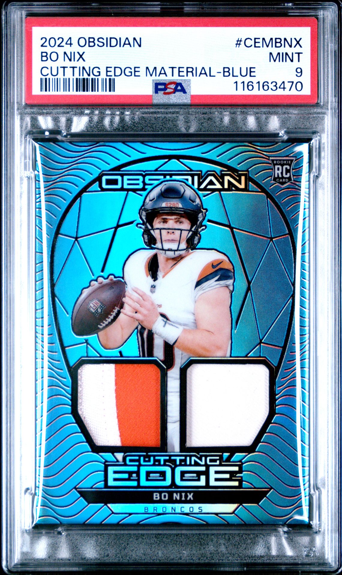 2024 Panini Obsidian Cutting Edge Materials Bo Nix #Cembnx (Cutting Edge Material-Blue) Mint 9 front