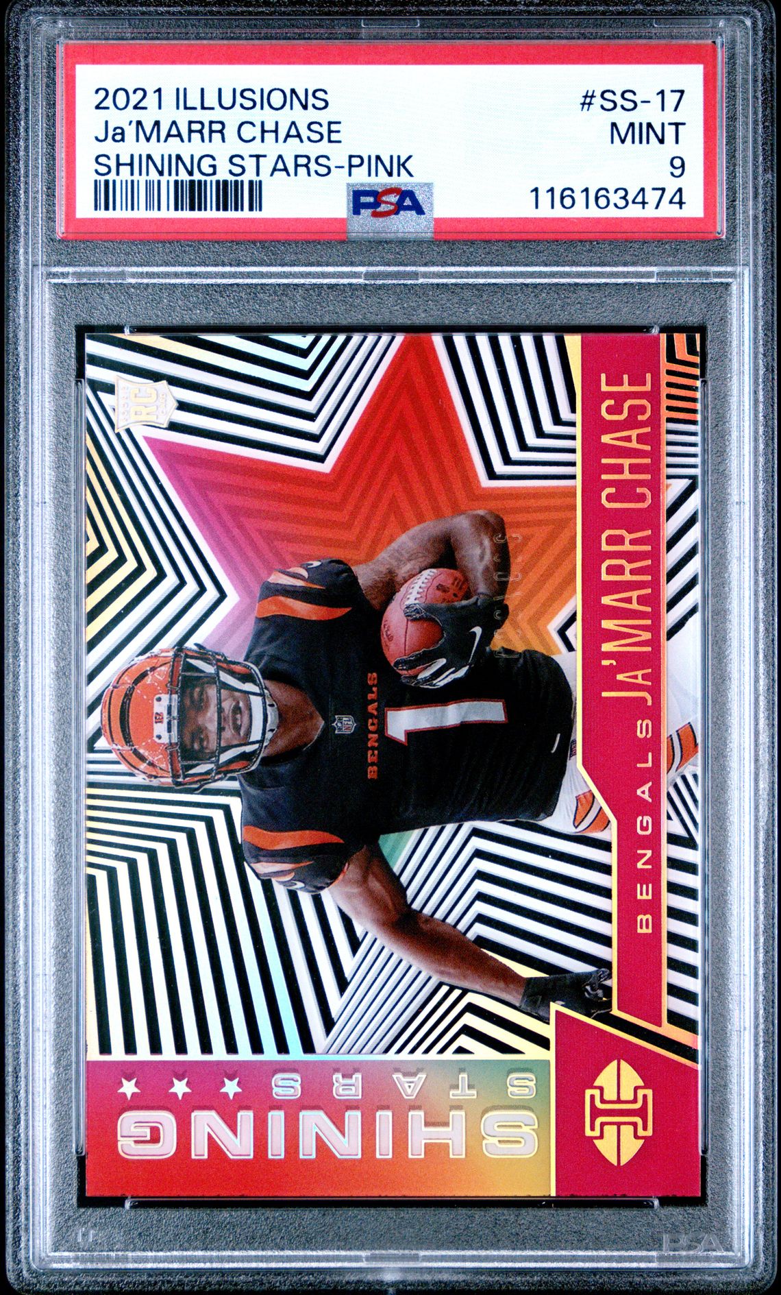 2021 Panini Illusions Shining Stars Ja’marr Chase #Ss-17 (Shining Stars-Pink) Mint 9 front