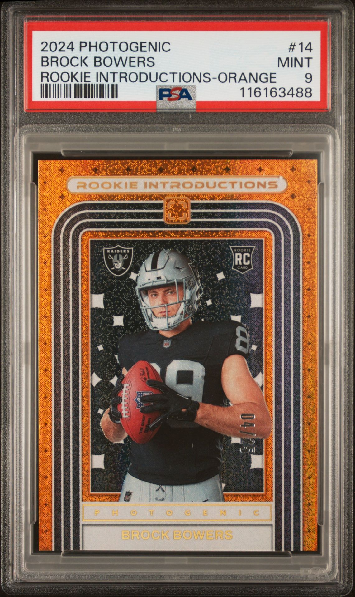 2024 Panini Photogenic Rookie Introductions Brock Bowers #14 (Rookie Introductions-Orange) Mint 9 front