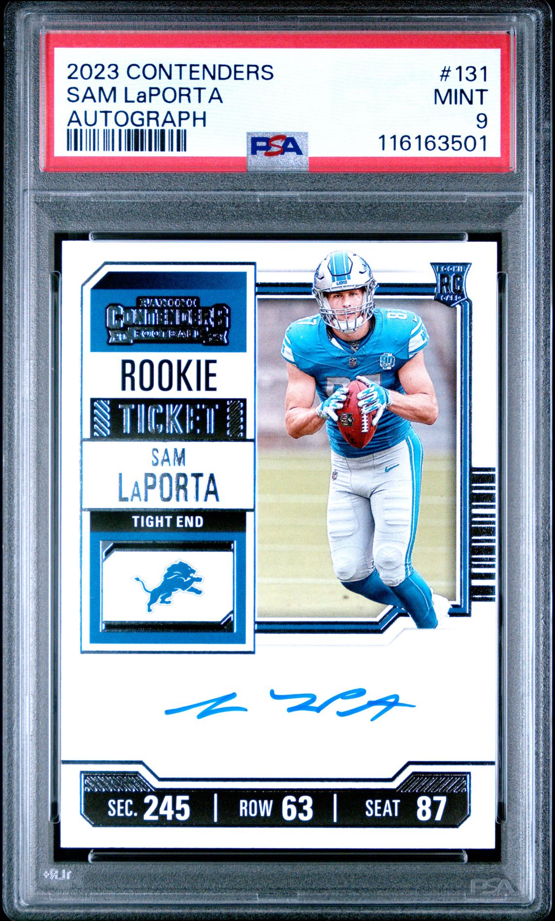 2023 Panini Contenders Sam Laporta #131 (Autograph) Mint 9 front