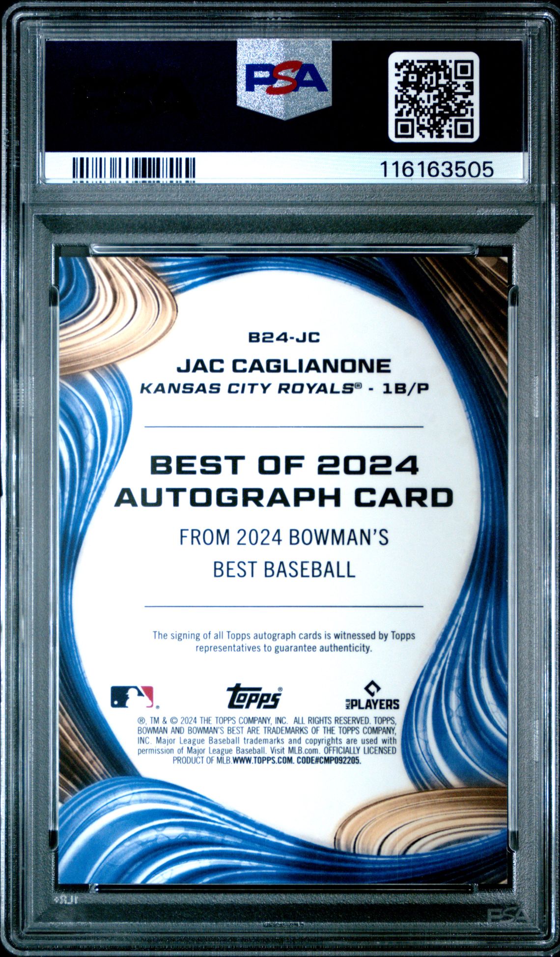 2024 Bowman's Best Best Of 2024 Autographs Jac Caglianone #B24Jc (Best Of 2024 Auto-Blue Ref) Mint 9 back