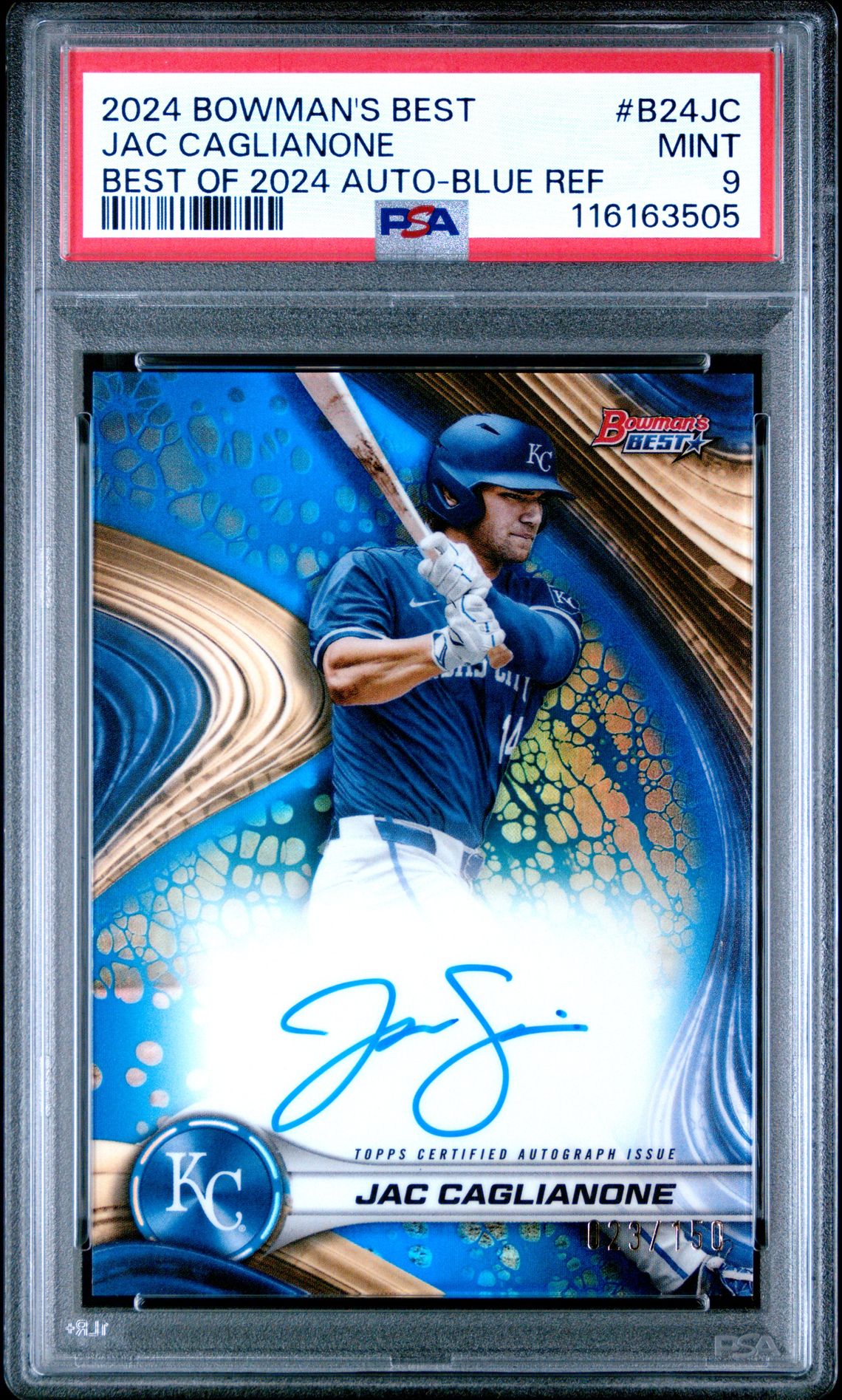 2024 Bowman's Best Best Of 2024 Autographs Jac Caglianone #B24Jc (Best Of 2024 Auto-Blue Ref) Mint 9 front