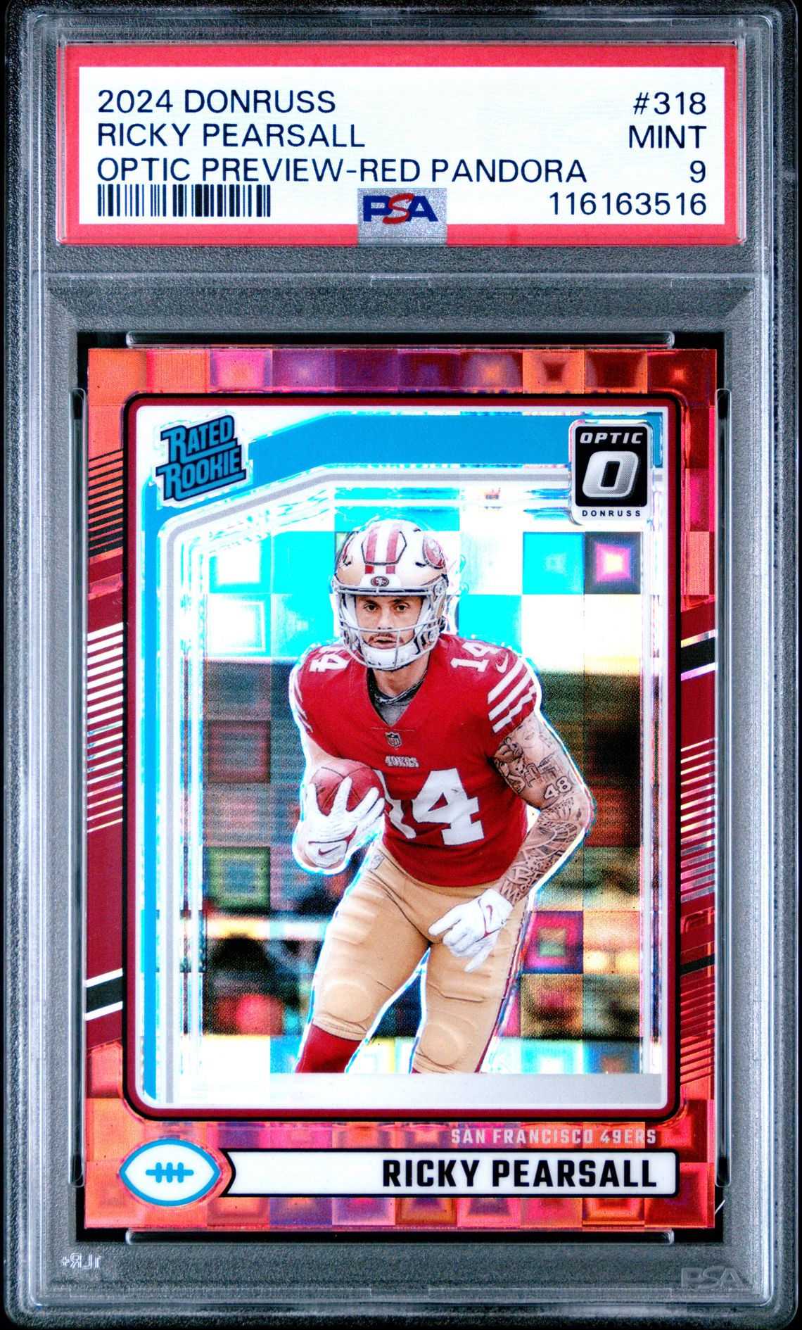 2024 Panini Donruss Ricky Pearsall #318 (Optic Preview-Red Pandora) Mint 9 front