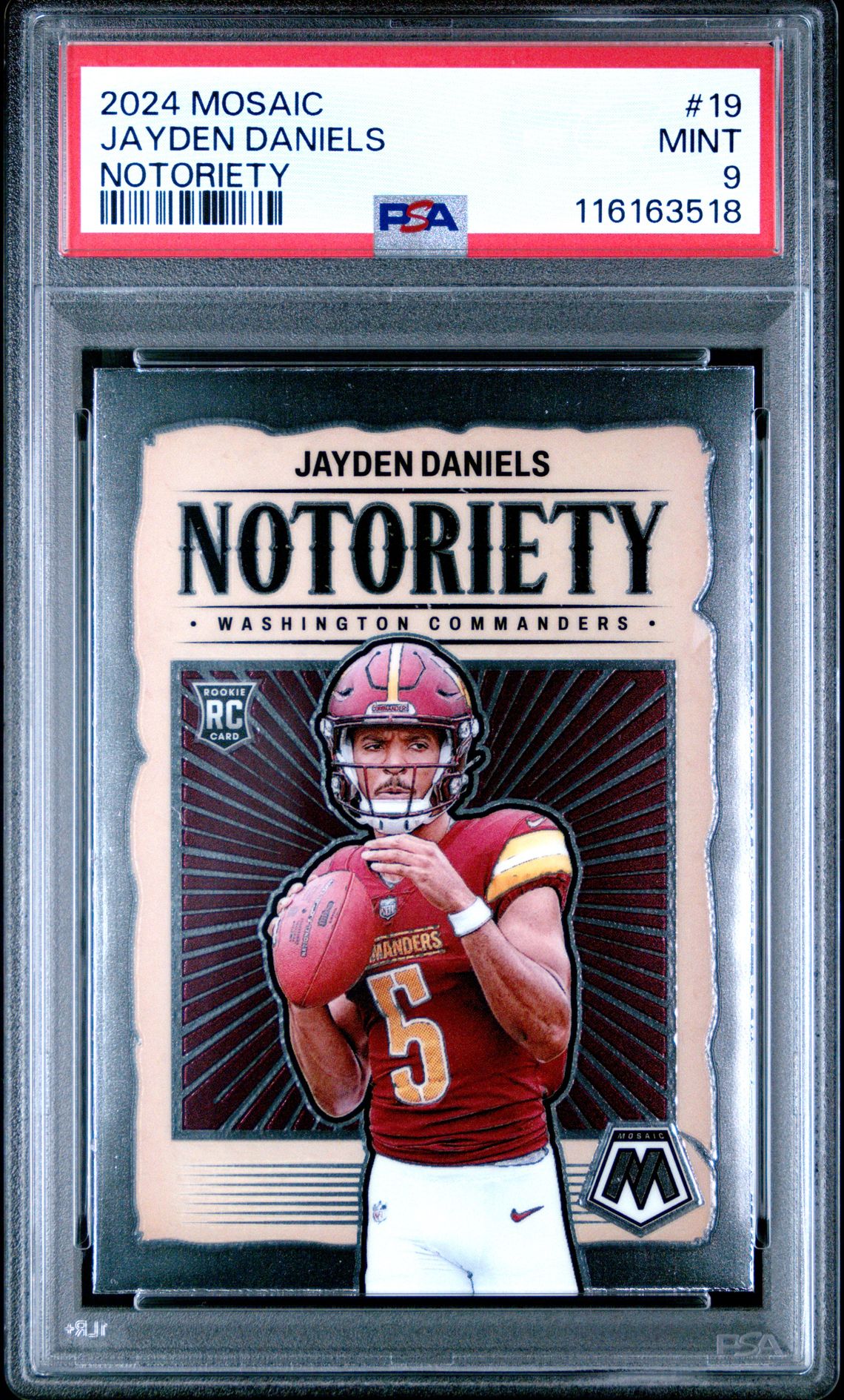 2024 Panini Mosaic Notoriety Jayden Daniels #19 Mint 9 front