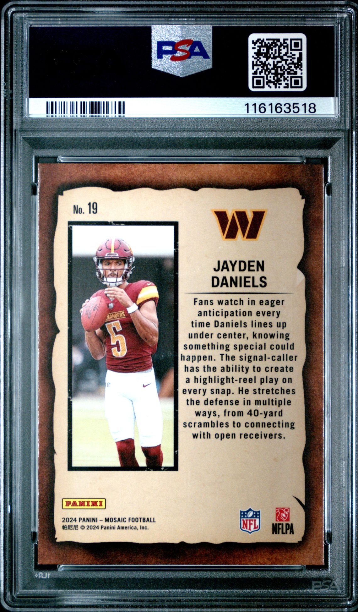 2024 Panini Mosaic Notoriety Jayden Daniels #19 Mint 9 back