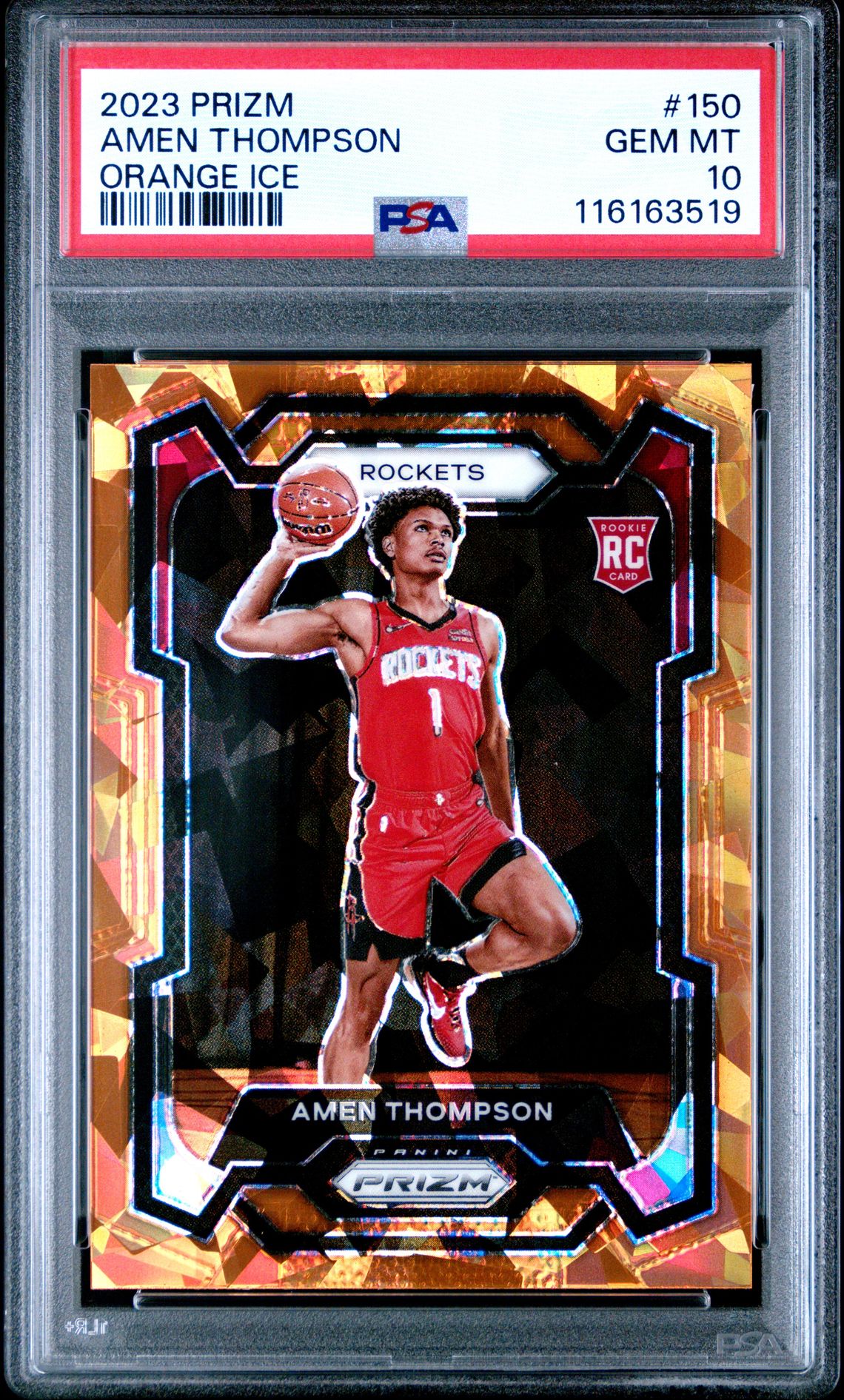 2023 Panini Prizm Amen Thompson #150 (Orange Ice) Gem Mt 10 front