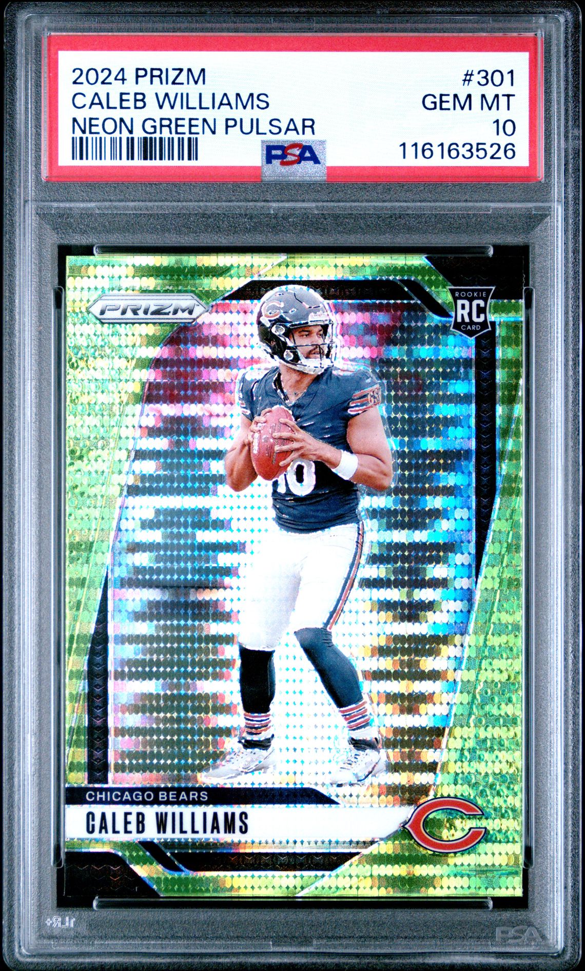 2024 Panini Prizm Caleb Williams #301 (Neon Green Pulsar) Gem Mt 10 front