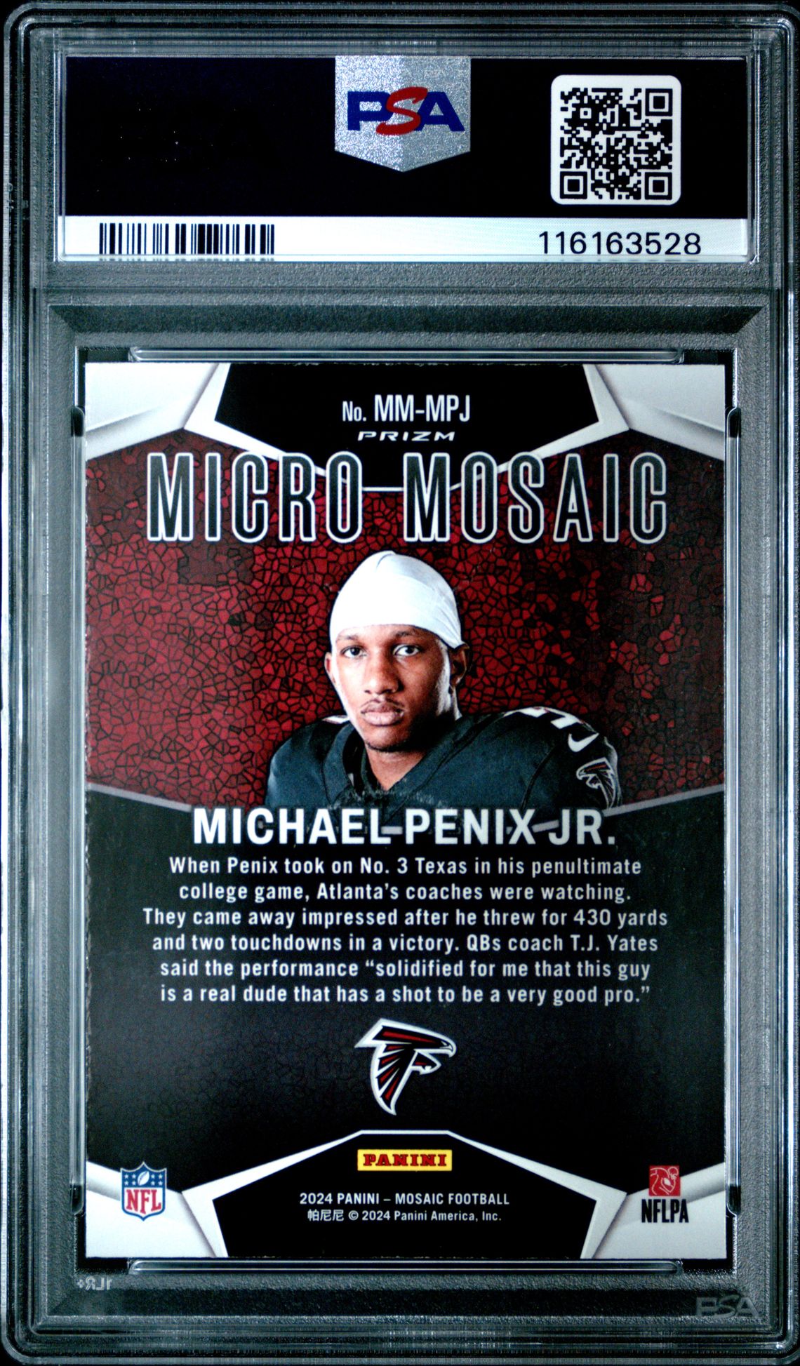 2024 Panini Mosaic Micro Mosaic Michael Penix Jr. #Mmmpj Gem Mt 10 back