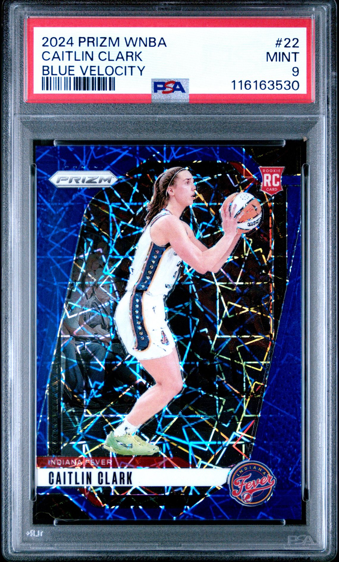 2024 Panini Prizm Wnba Caitlin Clark #22 (Blue Velocity) Mint 9 front