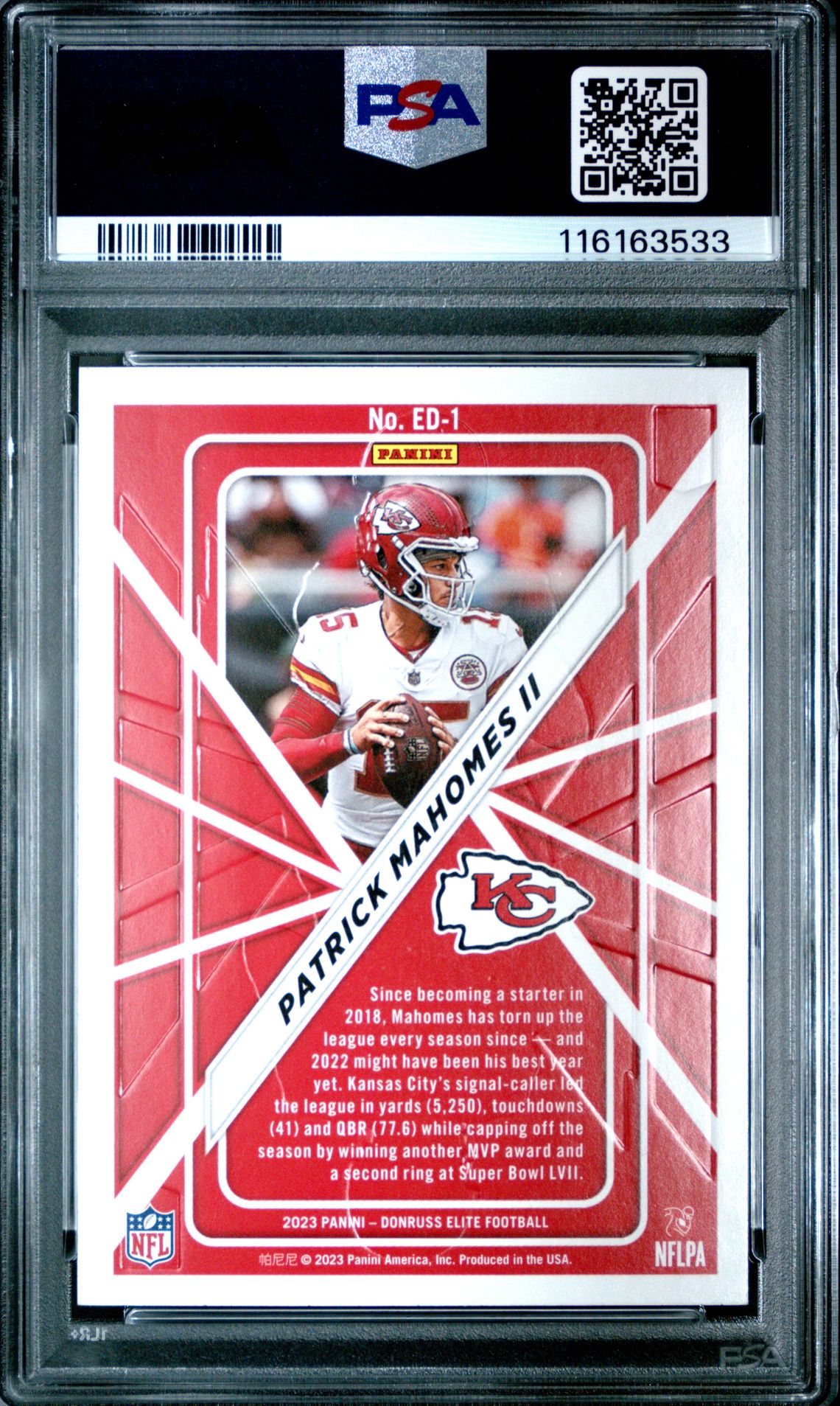 2023 Panini Donruss Elite Elite Deck Patrick Mahomes Ii #Ed1 Gem Mt 10 back