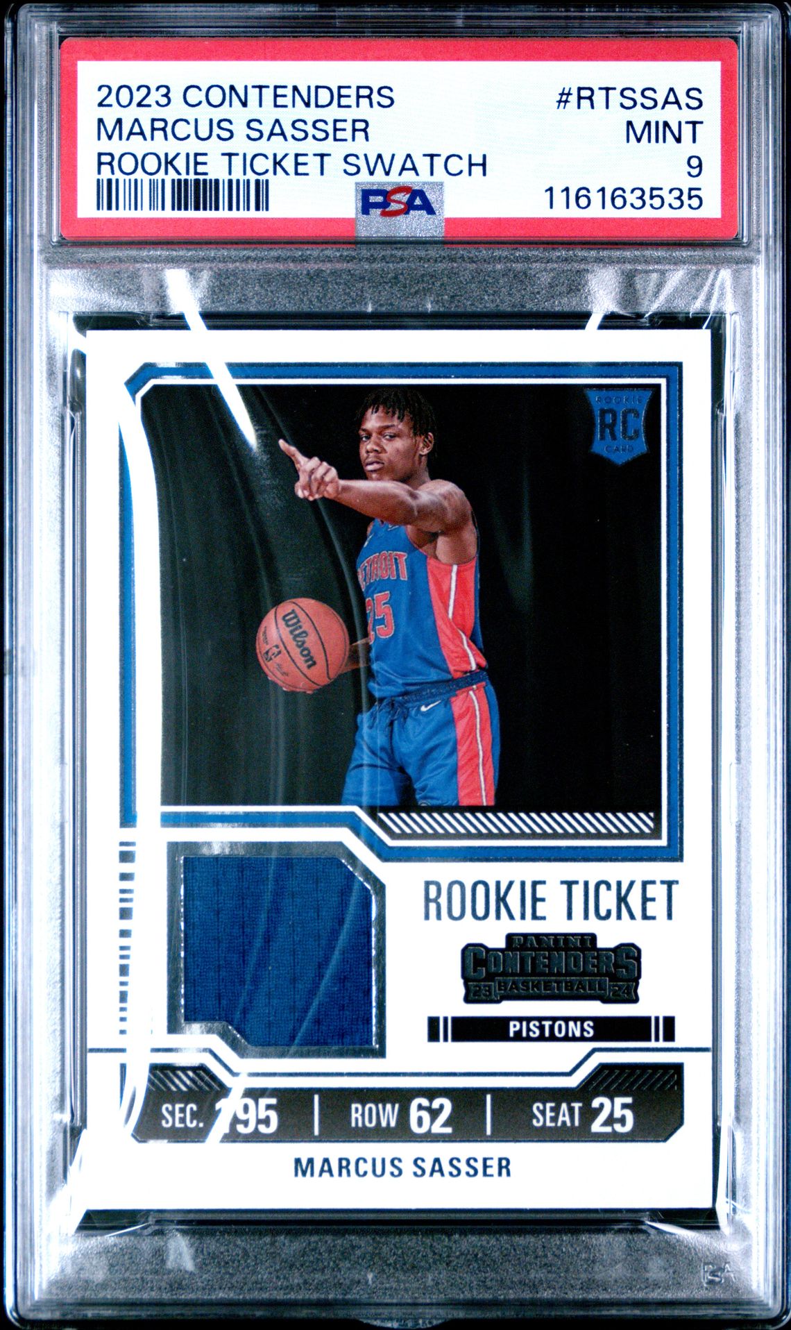 2023 Panini Contenders Rookie Ticket Swatches Marcus Sasser #Rtssas Mint 9 front