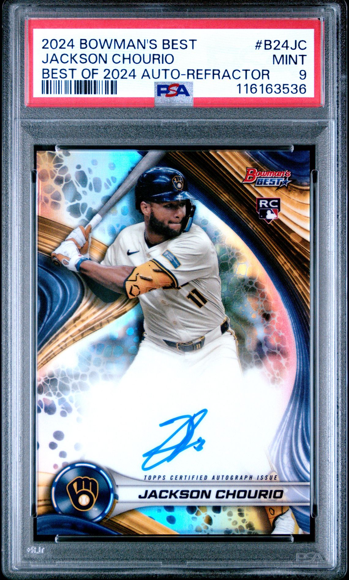 2024 Bowman's Best Best Of 2024 Autographs Jackson Chourio #B24Jc (Best Of 2024 Auto-Refractor) Mint 9 front