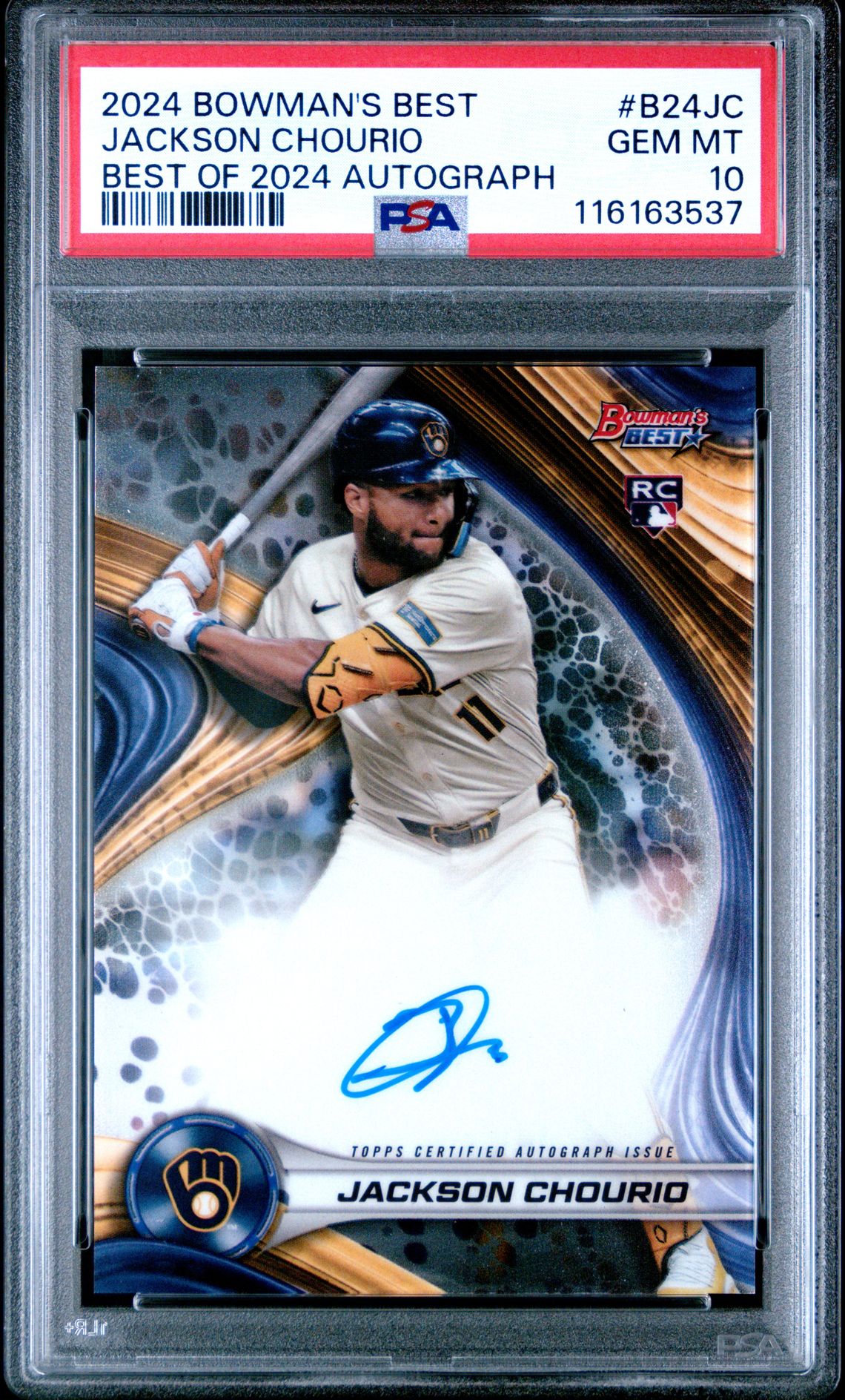 2024 Bowman's Best Best Of 2024 Autographs Jackson Chourio #B24Jc Gem Mt 10 front