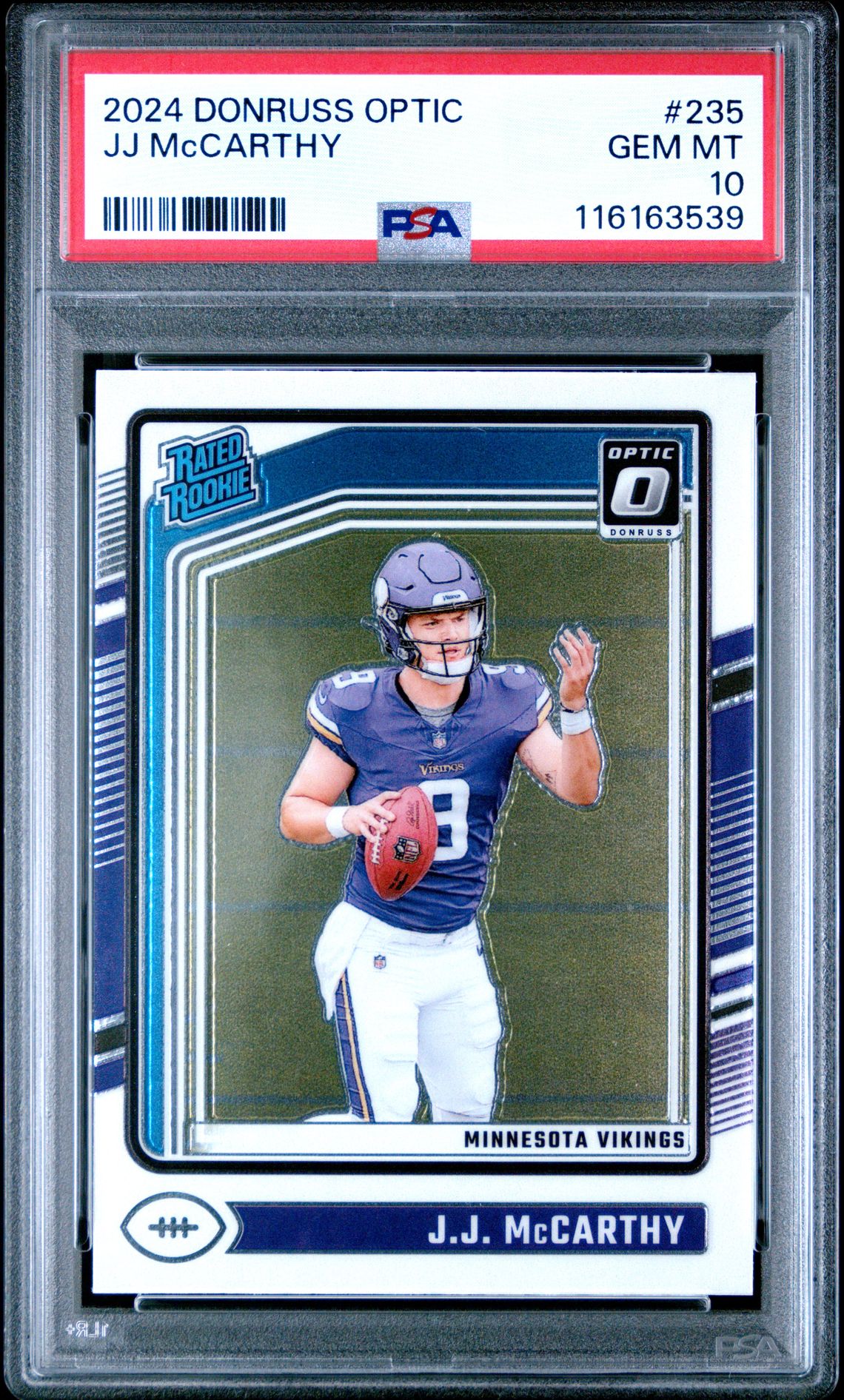 2024 Panini Donruss Optic Jj Mccarthy #235 Gem Mt 10 front