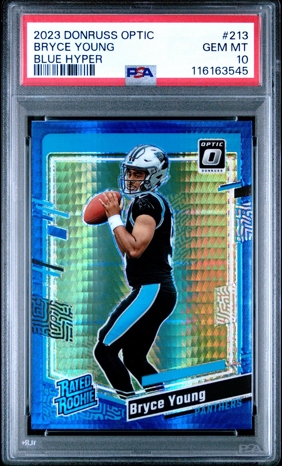 2023 Panini Donruss Optic Bryce Young #213 (Blue Hyper) Gem Mt 10 front