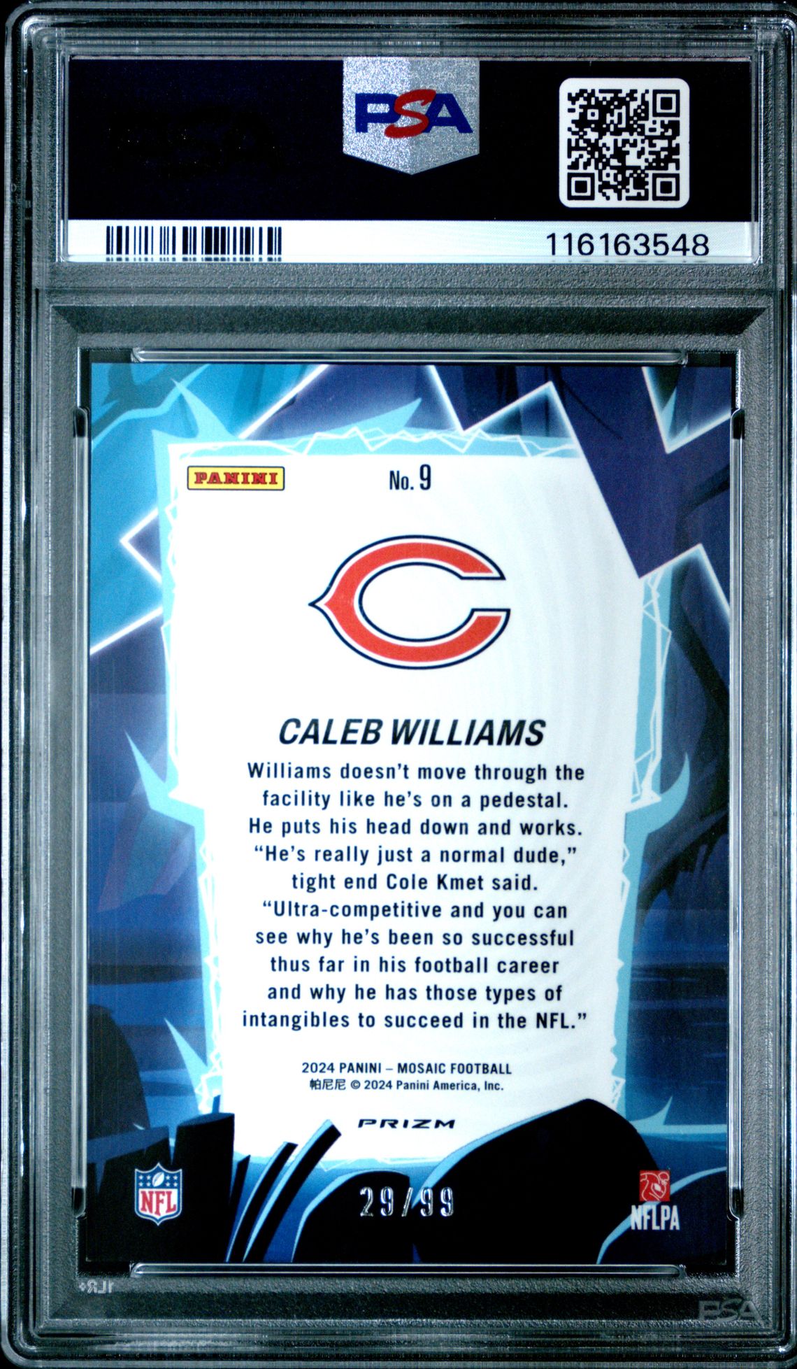 2024 Panini Mosaic Storm Caleb Williams #9 (Storm-Blue) Nm-Mt 8 back