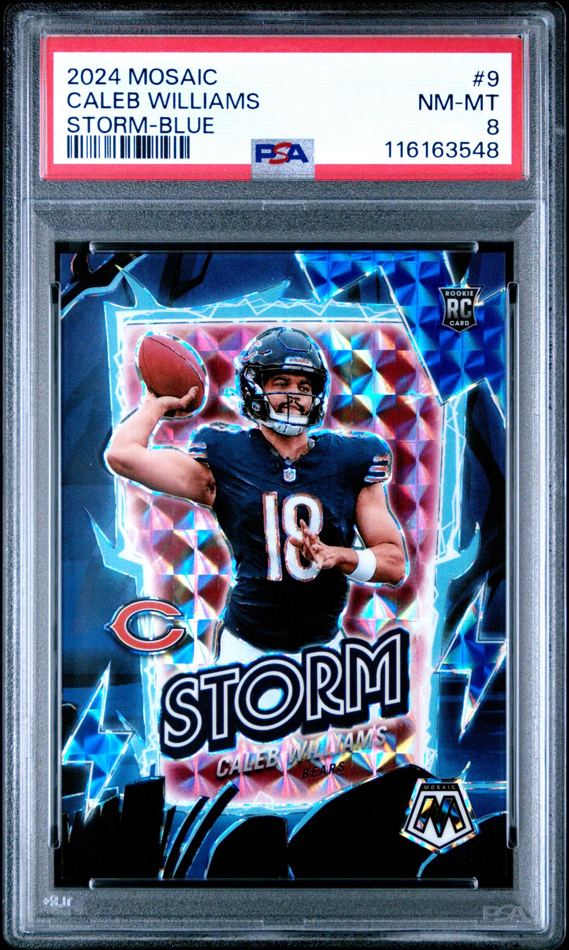 2024 Panini Mosaic Storm Caleb Williams #9 (Storm-Blue) Nm-Mt 8 front