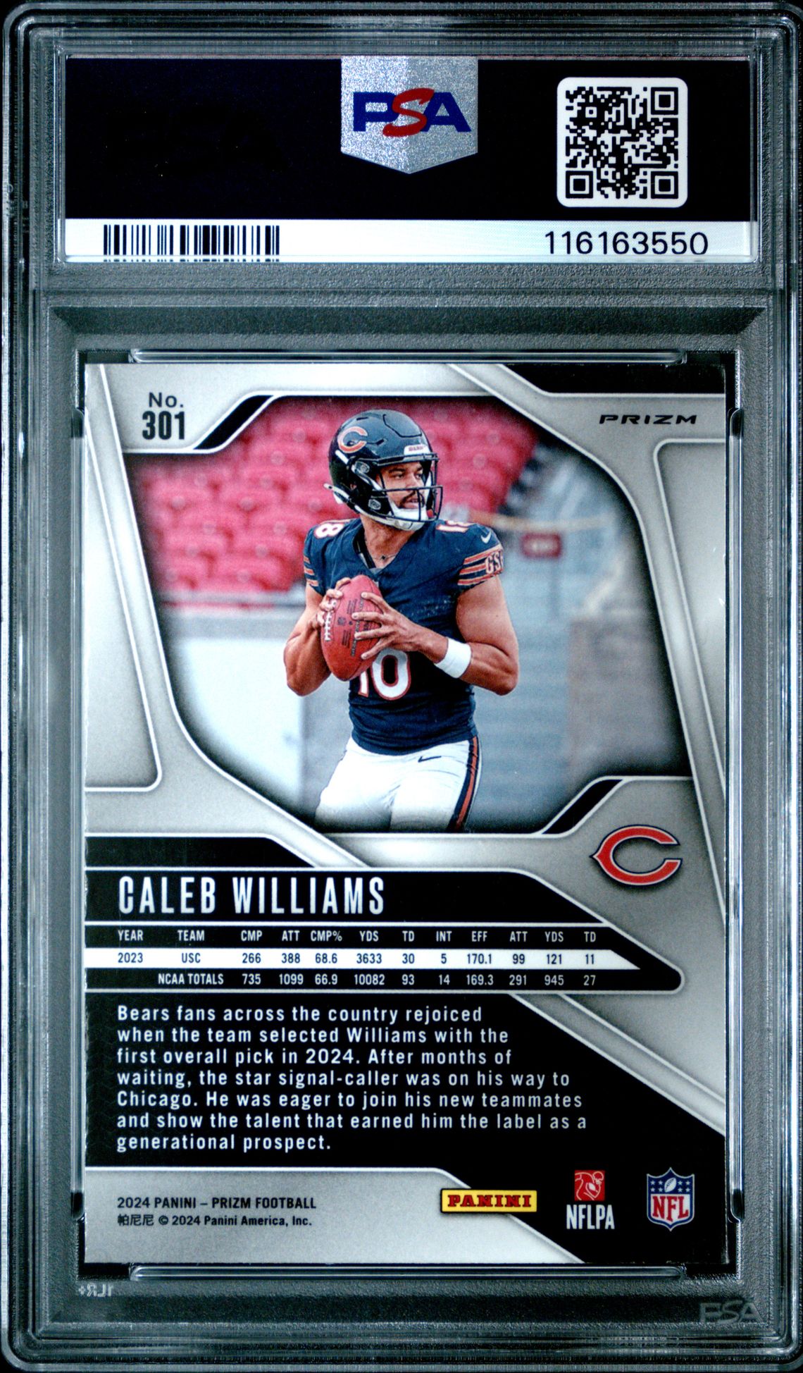 2024 Panini Prizm Caleb Williams #301 (Green Wave) Nm-Mt 8 back