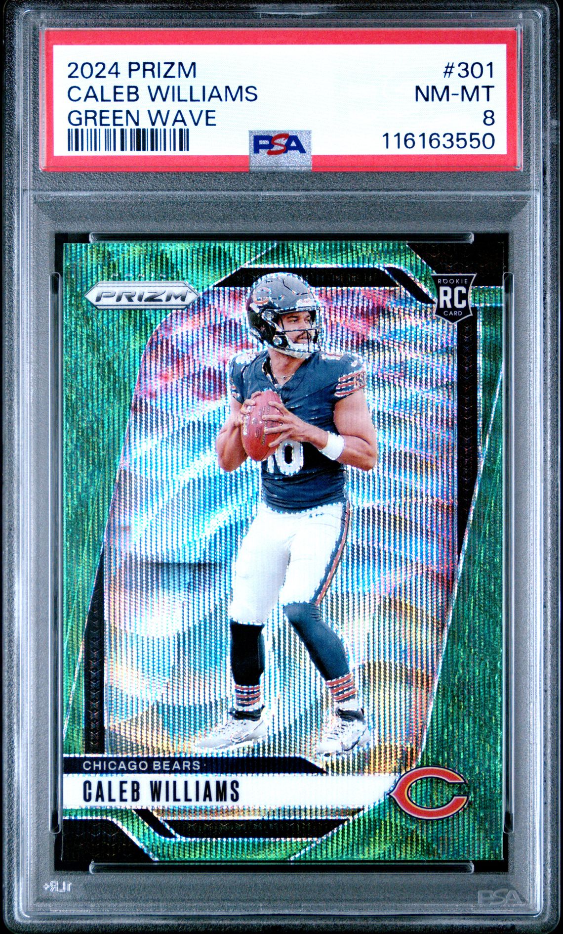 2024 Panini Prizm Caleb Williams #301 (Green Wave) Nm-Mt 8 front