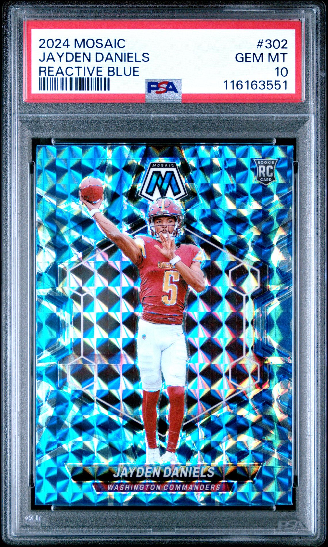 2024 Panini Mosaic Jayden Daniels #302 (Reactive Blue) Gem Mt 10 front