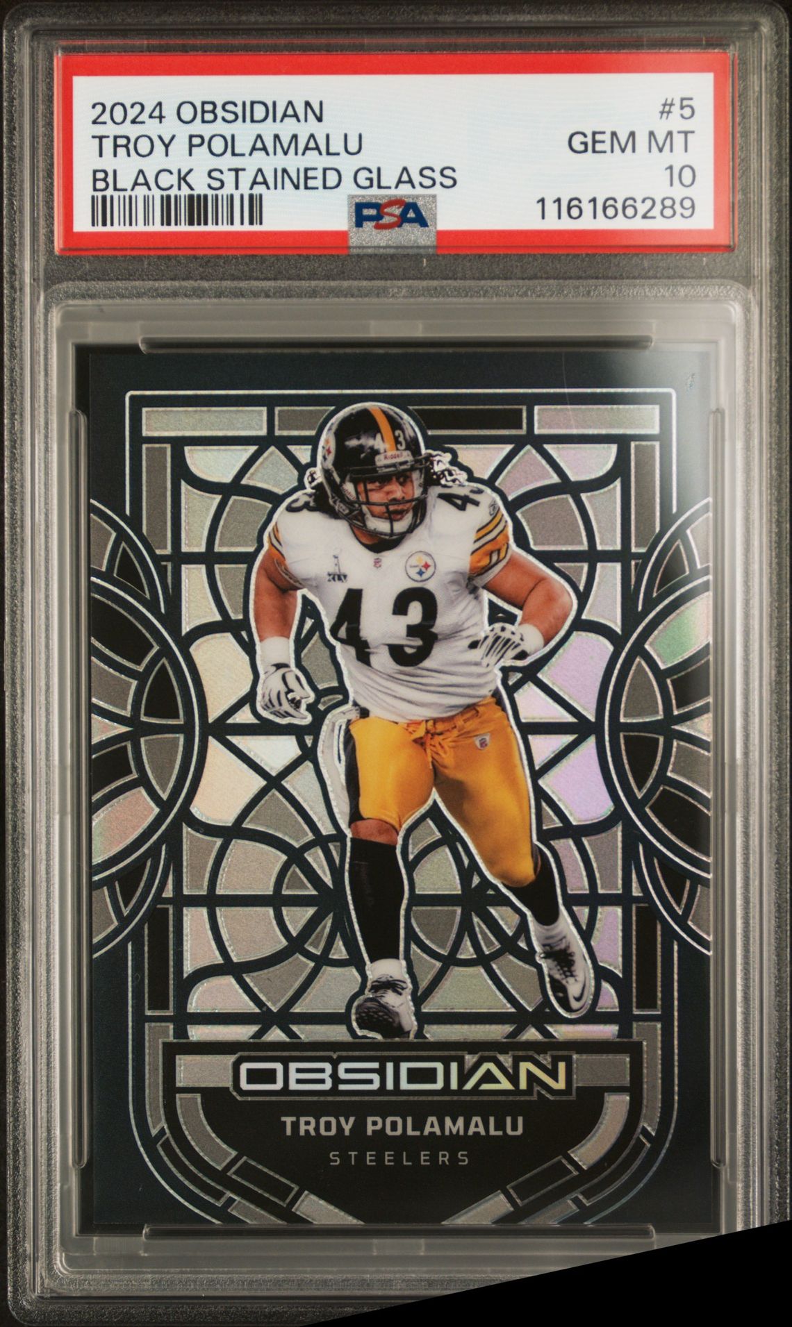 2024 Panini PANINI OBSIDIAN BLACK STAINED GLASS #5 Troy Polamalu front
