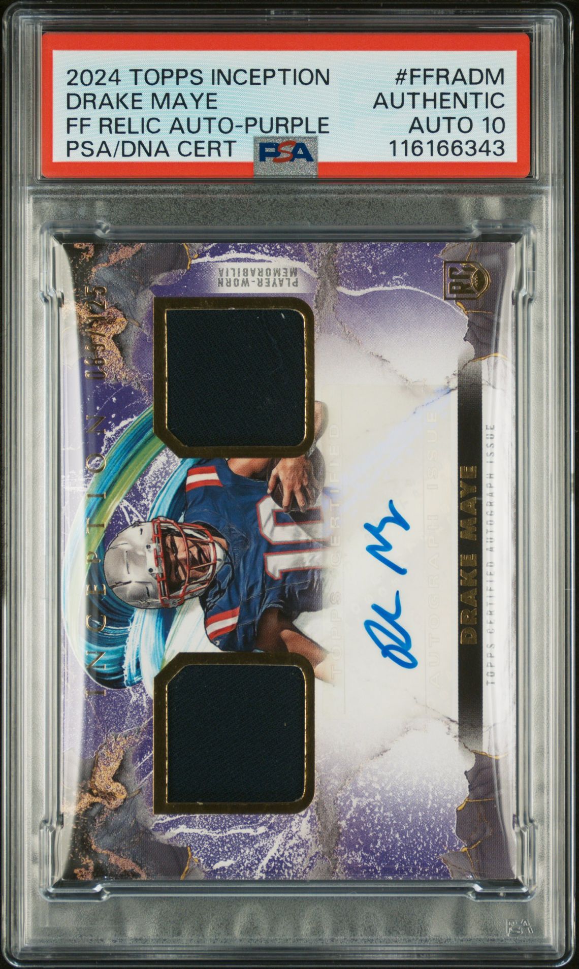 2024 Topps TOPPS INCEPTION FRANCHISE FOUNDATION RELIC AUTOGRAPHS FF RELIC AUTO-PURPLE #FFRADM Drake Maye front