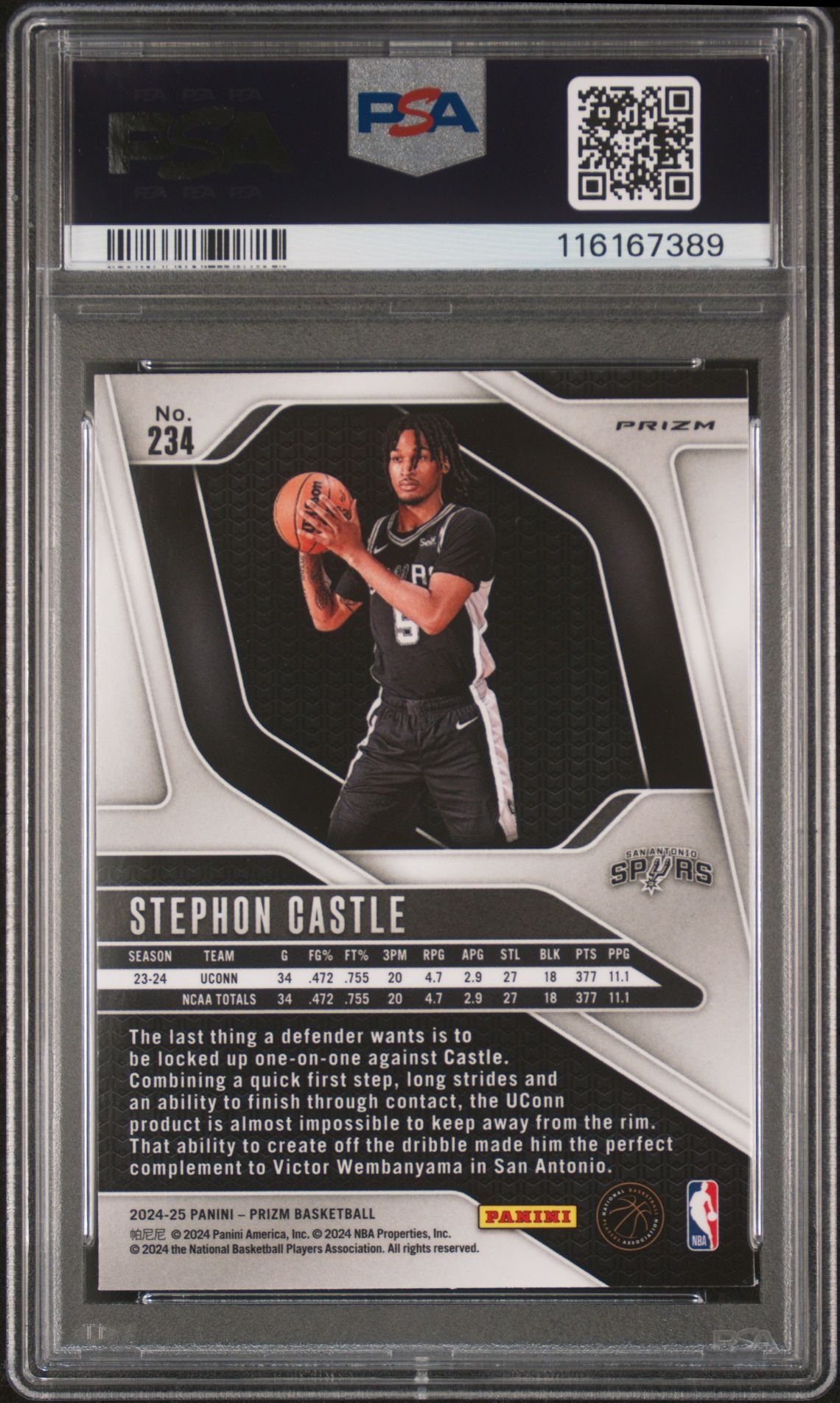 2024 Panini Prizm Stephon Castle #234 (Ice) Mint 9 back