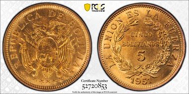 1951-H 5 Bol KM-185 MS66RD