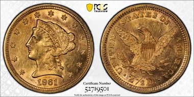 1861 $2.50 New Reverse MS61