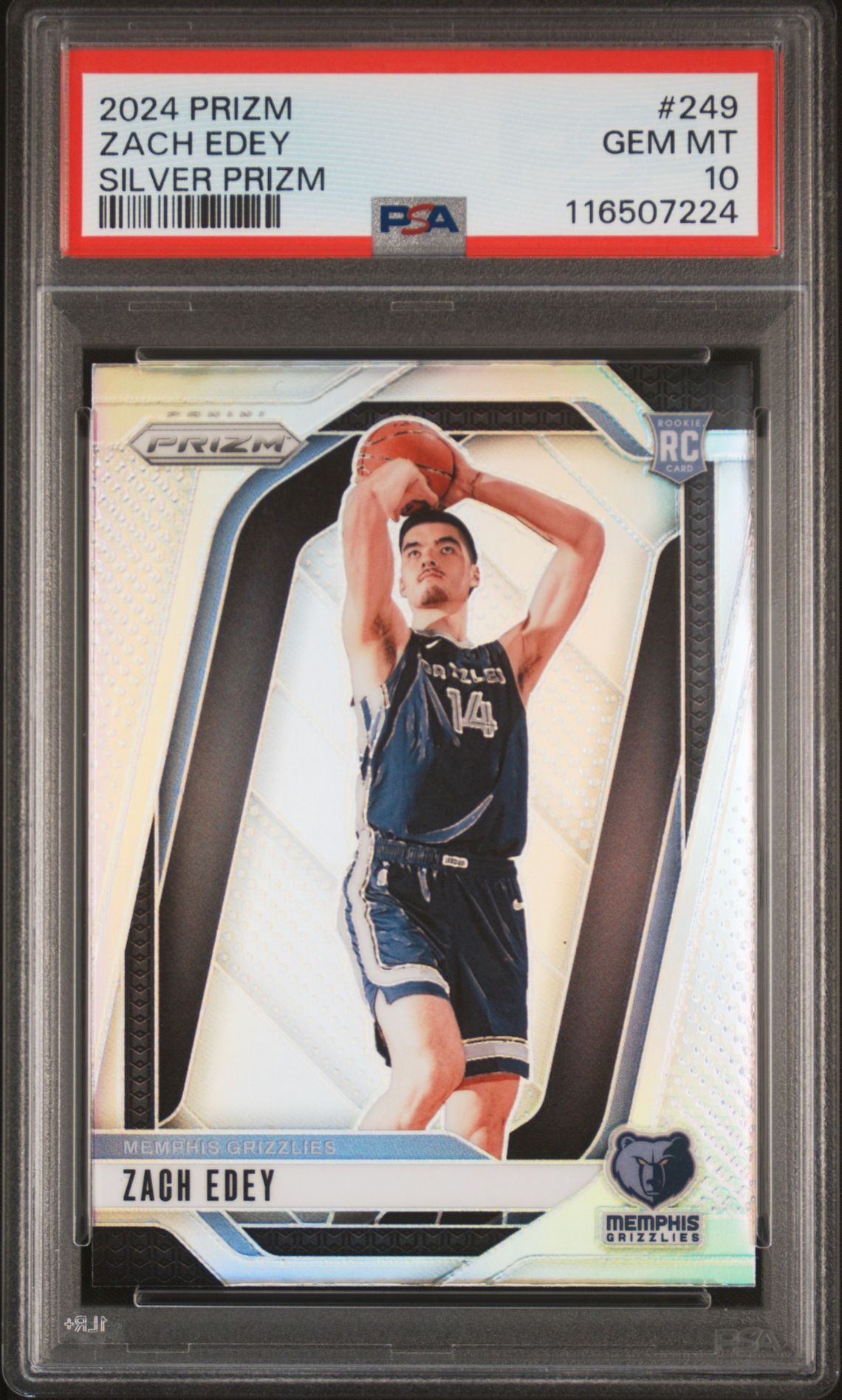 2024 Panini Prizm Zach Edey #249 (Silver Prizm) Gem Mt 10 front