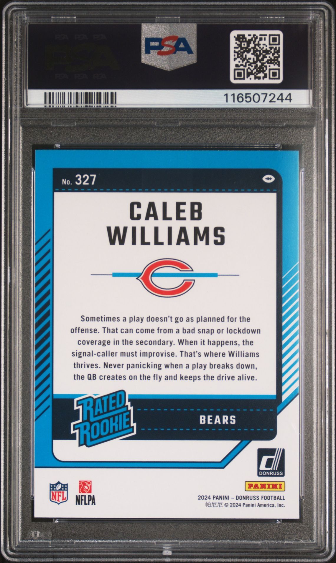 2024 Panini Donruss Caleb Williams #327 Gem Mt 10 back