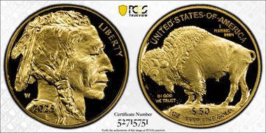 2025-W $50 American Buffalo .9999 Fine Gold First Strike PR70DCAM