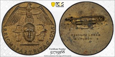 1935 Medal C-214 Gilt Iron Matte MUNCHEN Reverse MS61