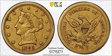 1863-S $2.50 XF40