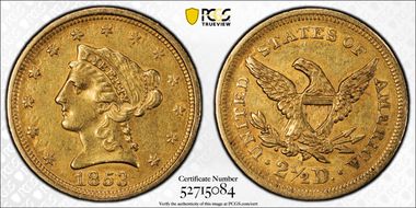 1853 $2.50 AU50