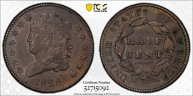 1828 1/2C 13 Stars AU58BN